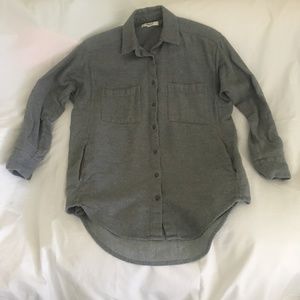 Madewell Sunday Flannel Shirt in Grey (XXS)